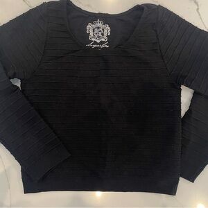 Sugarlips Chic Black Ribbed Long Sleeve Top